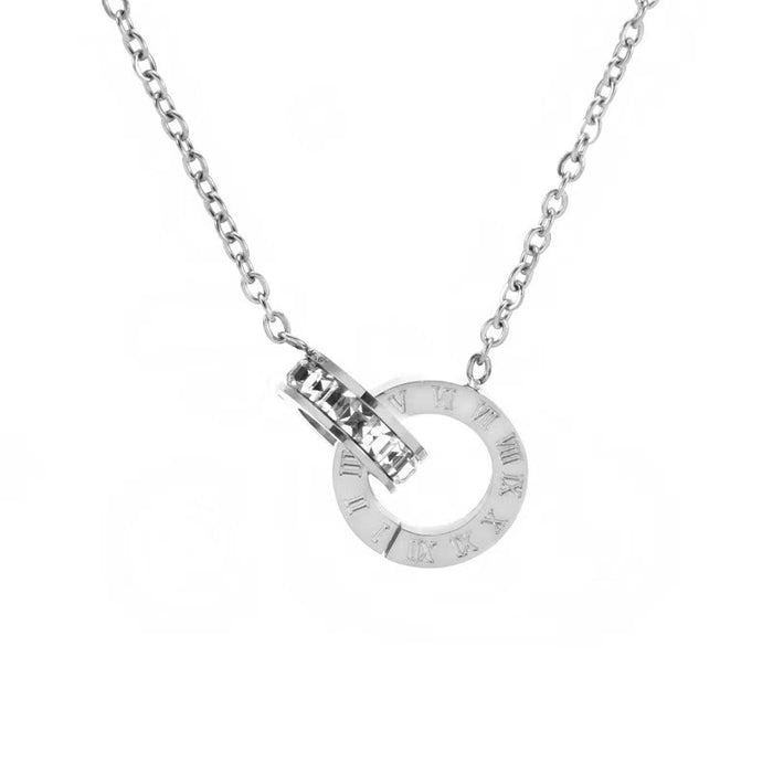 Wholesale Roman Numeral Diamond Titanium Steel Ladies choker necklace Earrings Bracelet set