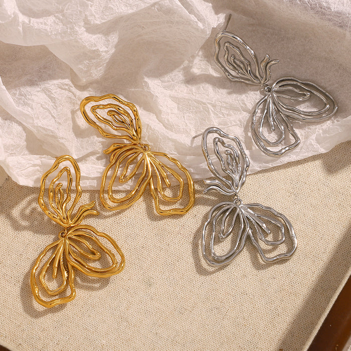 Wholesale Retro exaggerated light luxury ear accessories with stainless steel plated lines and abstract earrings