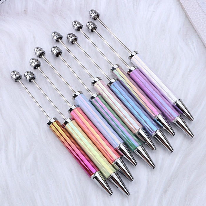 Wholesale Plastic UV Plating Colorful Gradient Beaded Ballpoint Pen JDC-PN-GanCai005