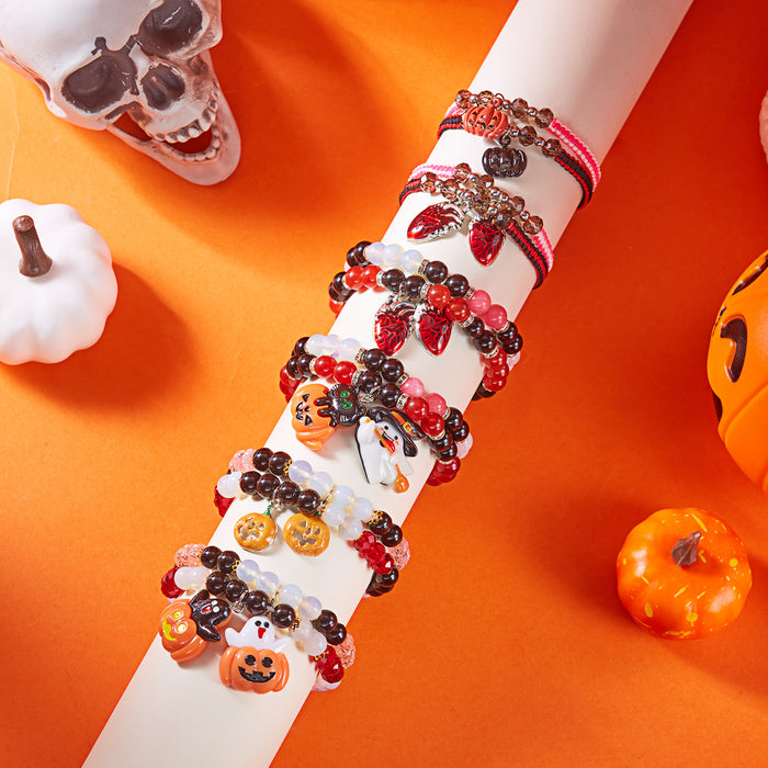 Wholesale  pumpkin head ghost bracelet mixed color beaded bracelet dark style  couple bracelet