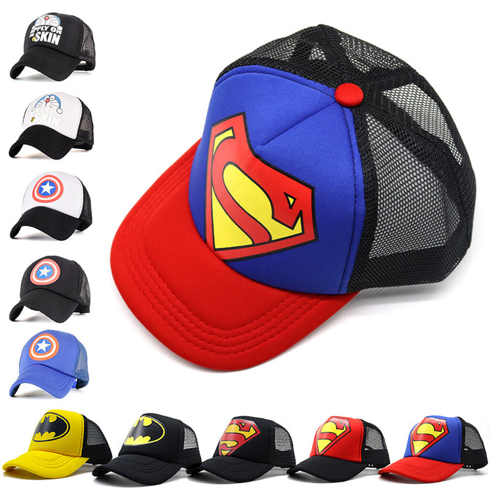 Wholesale 2-8 years old children's net cap summer cartoon print baseball cap outdoor sports breathable cap with net