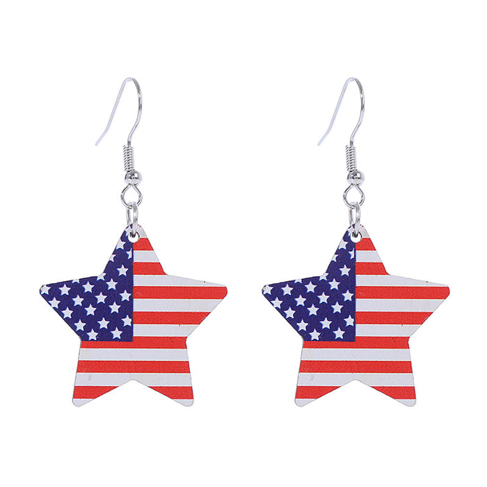 Wholesale American Independence Day Wooden Print Earrings JDC-ES-ChouTteng015