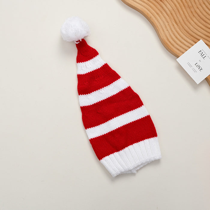 Wholesale Red and White Christmas Hat Bell Christmas Hat Color Matching Fur Ball Woolen Hat  Knitted Hat