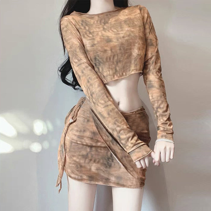 Wholesale Swimwear Women's Split Long-sleeved Sunscreen Split Skirt Bikini Four-piece Set Elegant Slim-fit Hot Spring Vacation Swimwear