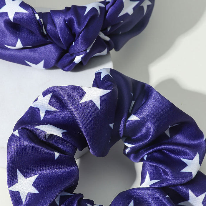 Wholesale American Flag Independence Day Cloth Headband Hair Scrunchies Set JDC-HD-JingZ002