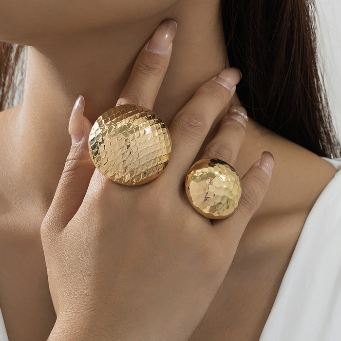 Wholesale Vintage geometric minimalist wave texture ring jewelry set, niche high-end gift