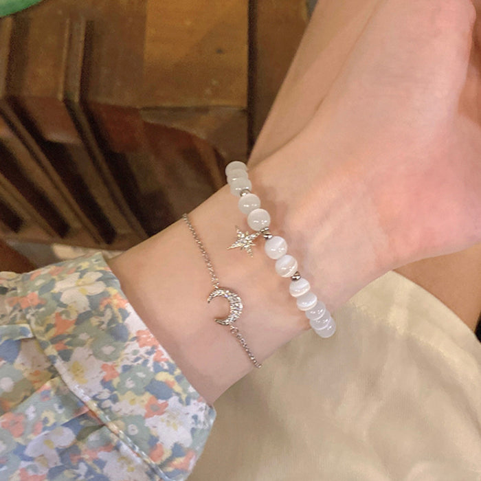 Wholesale Beaded bracelet with niche temperament and simple cat eye stone bracelet set