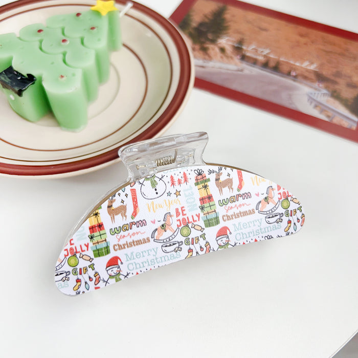 Wholesale Christmas plastic clip patch hair clip dopamine small fresh  atmosphere shark clip hair accessories