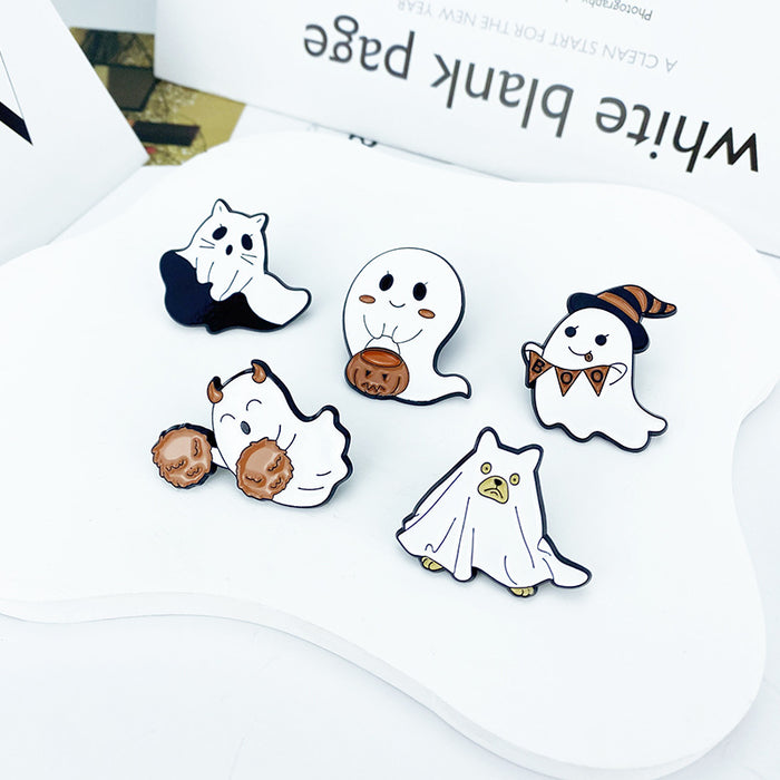 Wholesale Ghost Pumpkin Brooch Pin Zinc Alloy Cartoon Badge Party Fashion Accessory Gift MOQ≥2