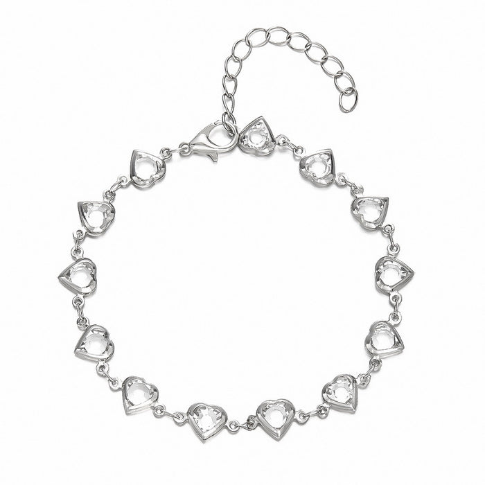 Wholesale Colored diamond heart-shaped chain bracelet