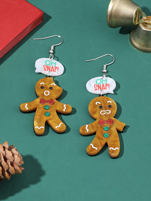 Wholesale Christmas Double-Layer Acrylic Gingerbread Earrings