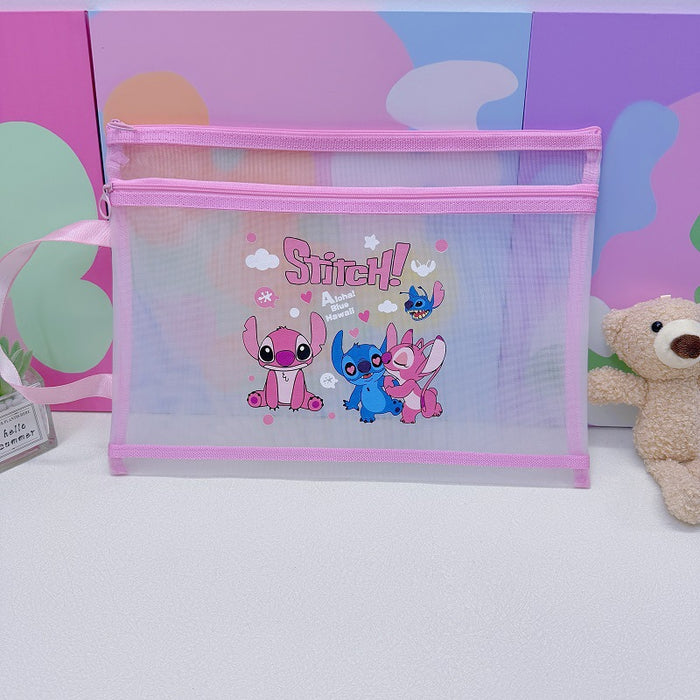 Wholesale 10pcs/ pack A4 Double-Layer Mesh Zipper Bag File Folder