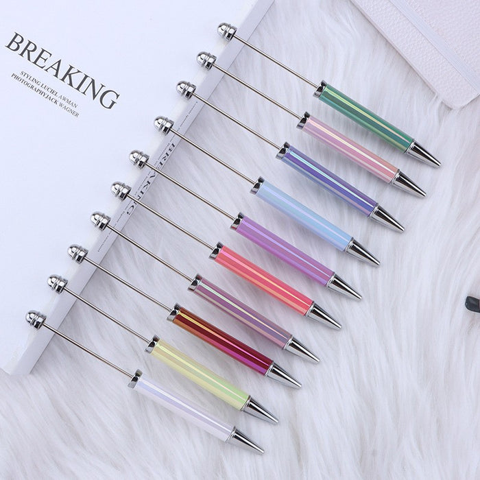 Wholesale Plastic UV Plating Colorful Gradient Beaded Ballpoint Pen JDC-PN-GanCai005