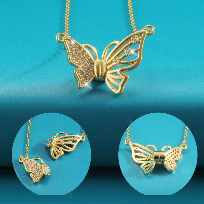 Wholesale Diamond Magnetic Butterfly Necklace Clavicle Chain Elegant Personalized Necklace Chain