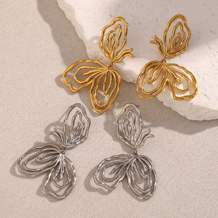 Wholesale Retro exaggerated light luxury ear accessories with stainless steel plated lines and abstract earrings