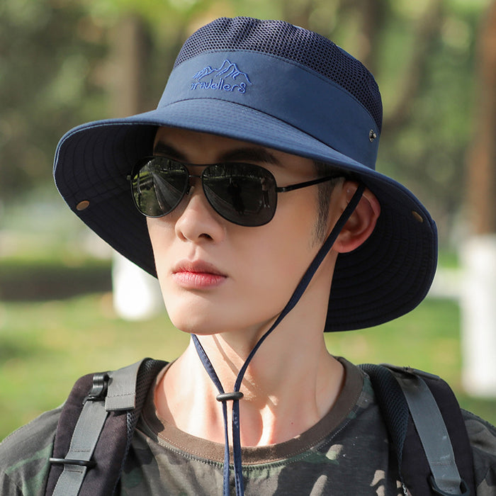 Wholesale portable fisherman hat men's outdoor fishing cap mesh breathable