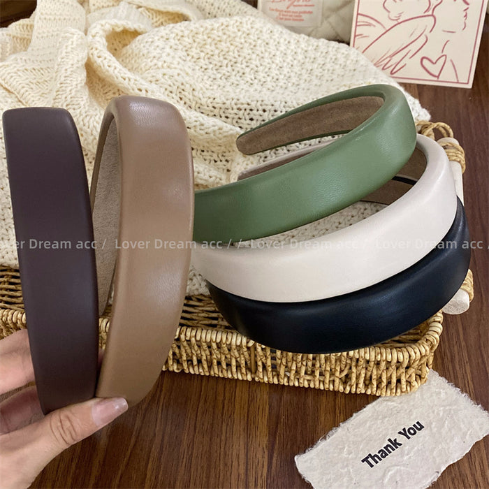 Wholesale Faux leather headband, retro fashion, high-end feel, headband, headwear