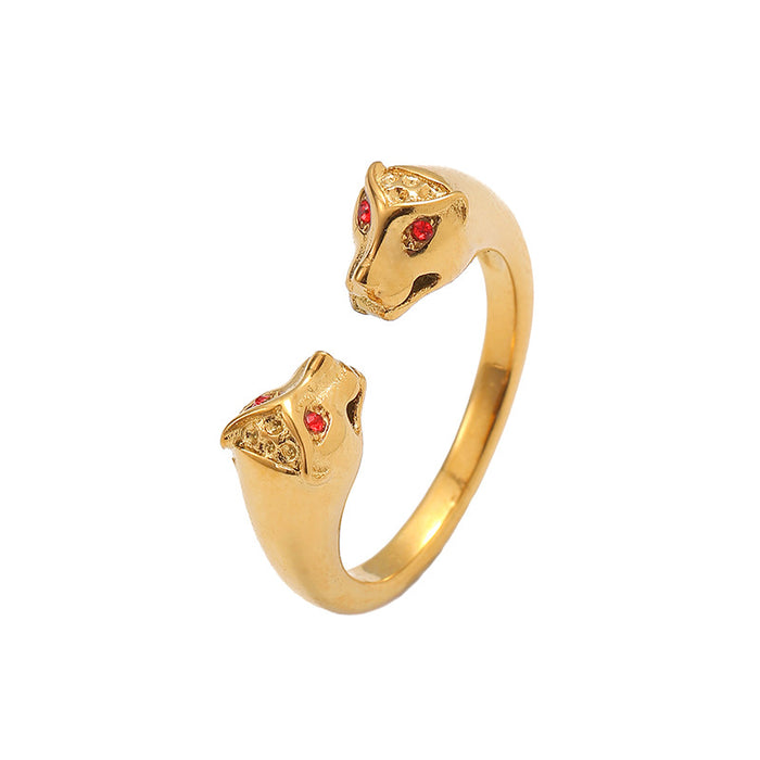 Wholesale Ring made of titanium steel that does not fade, inlaid with diamonds, open mouth ring, niche, light luxury, women's fashion ring wholesale