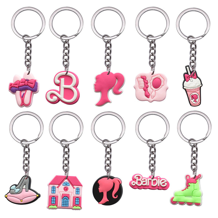 Wholesale 10pcs New Pink Princess Girl Silicone Keychains JDC-KC-XinChuang003