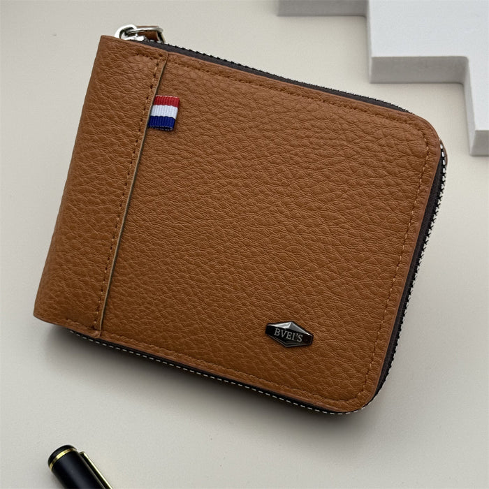 Wholesale Fashion Men' s PU Leather Solid Color Large Capacity Wallet with Coin Pocket MOQ≥2