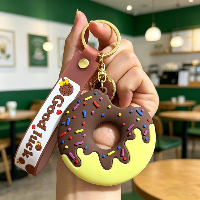 Wholesale Silicone PVC Cute Ice Cream Donut Keychain Pendant Bag Charm