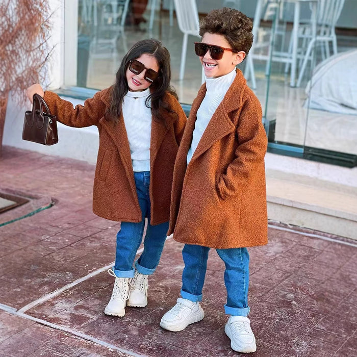 Wholesale Autumn and Winter Coat Fur Coat Large Grain Lapel Children's Windbreaker JDC-CTS-YaYaMi041