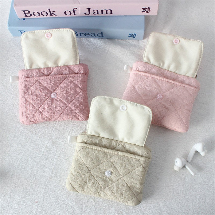 Wholesale Quilted Diamond Pleated Polyester Coin Purse Sweet Pink Multi Functional Card Holder Home Storage