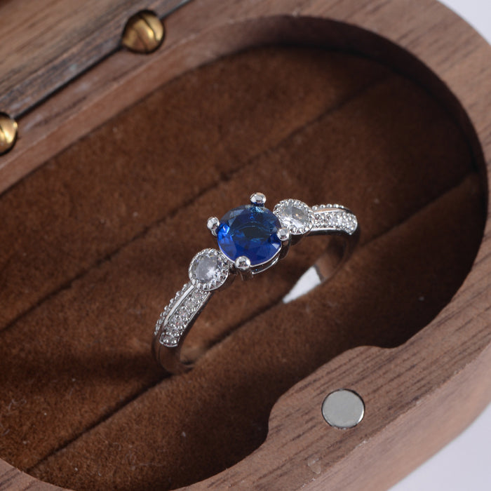 Wholesale Royal blue micro-inlaid diamond ring temperament ring female personality ring bracelet