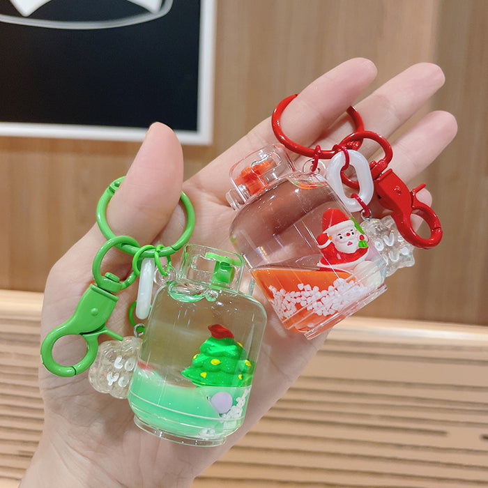 Wholesale Christmas Floating Quicksand Gas Tank Keychain JDC-KC-ShuoT011