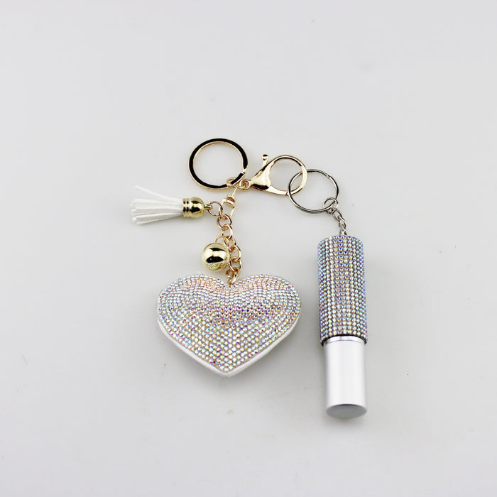 Wholesale Plastic Diamond Heart 5ml Perfume Bottle Keychain JDC-KC-TouMS035