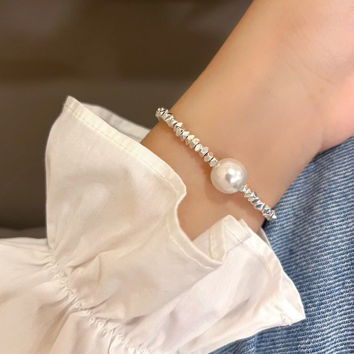 Wholesale Simple Silver Single Pearl Bracelet Women's Elegant Fashion All-match Trendy Hand