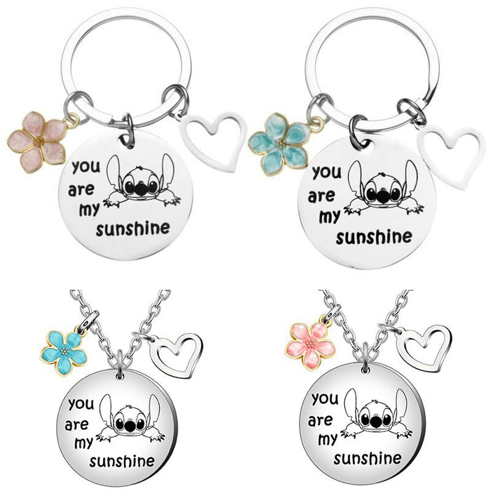 Wholesale You Are My Sunshine Pendant Necklace Love Stainless Steel Keychain JDC-KC-Mingl003