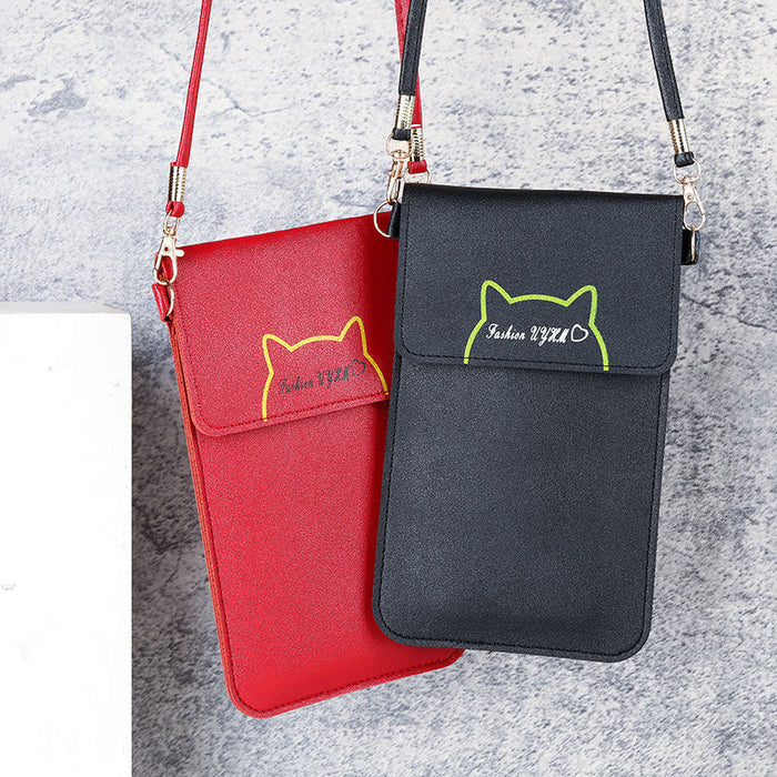Wholesale Crossbody Phone Bag Wine Red PU Leather Letter Design Women' s Everyday Handbag