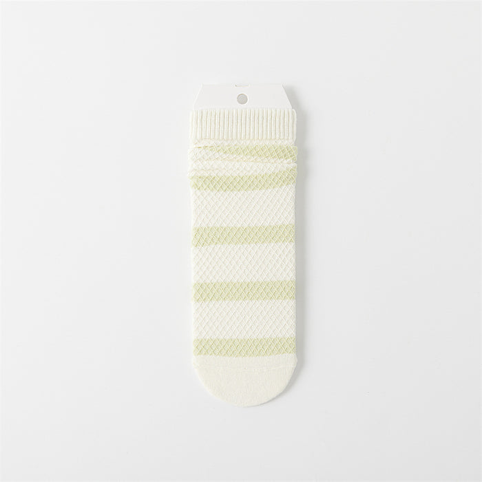 Wholesale Socks, striped socks, mid length socks, thin cut hollow socks
