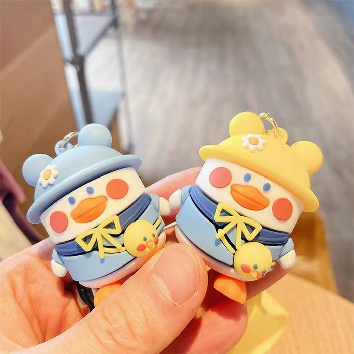 Wholesale  backpack duck key chain cartoon  Duck Key accessories silicone doll couple key chain pendant