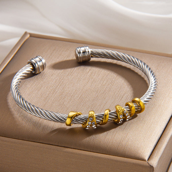 Wholesale steel wire rope gold bracelet