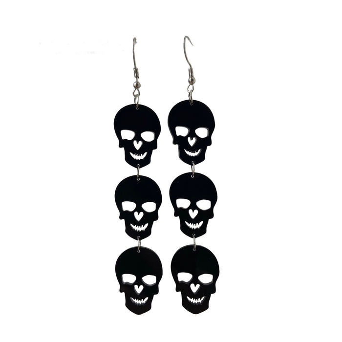 Wholesale Exaggerated Dark  Earrings Bat  Web Ghost Skull Triple Gothic Style Earrings Jewelry
