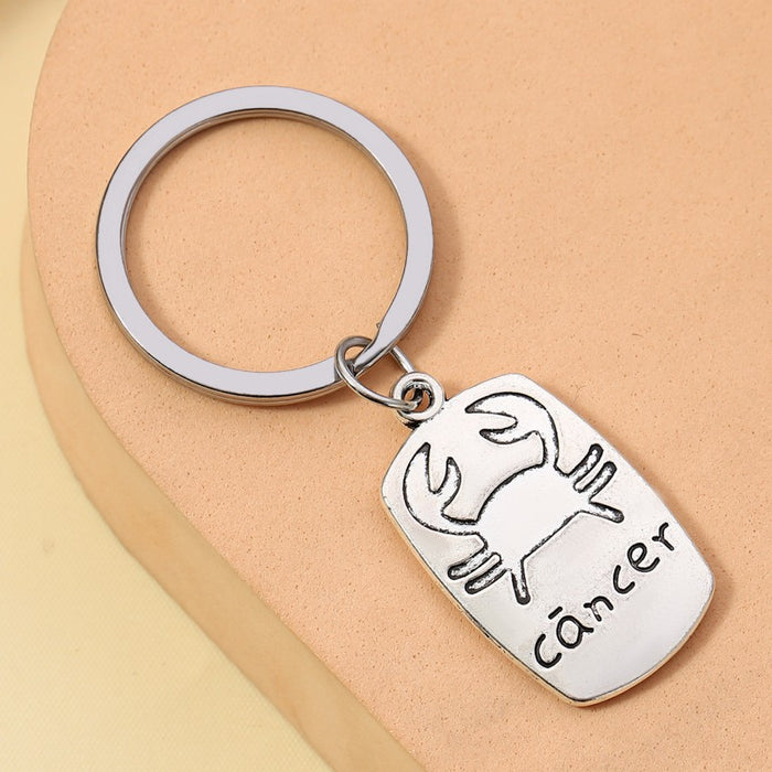 Wholesale Alloy Electroplating Constellation English Letter Keychain JDC-KC-RongRui071