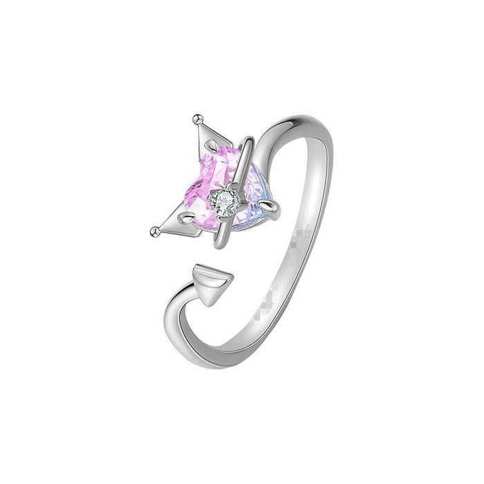 Wholesale Crystal Ring Women's Cartoon Niche High-end Heart Opening Ring