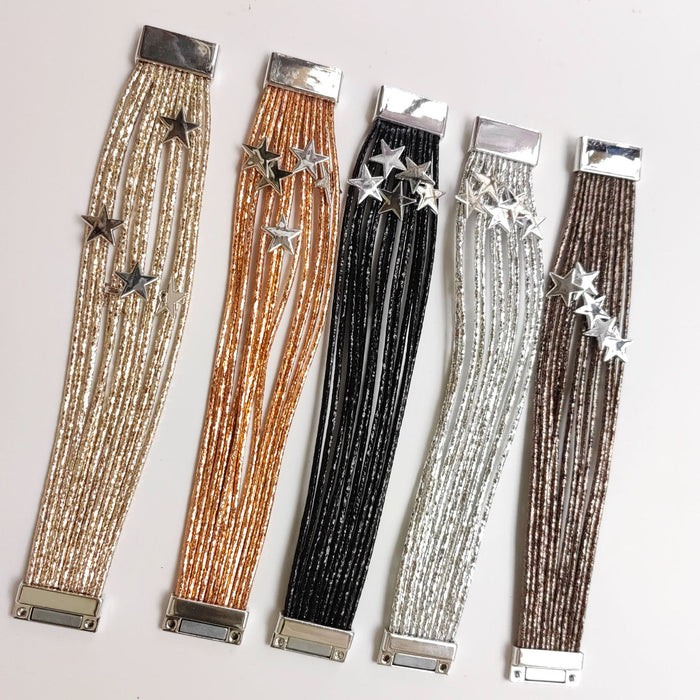 Wholesale Multi layer round bar bracelet, women's fashion bracelet, pentagram accessory, magnetic suction bracelet, wholesale of bracelet