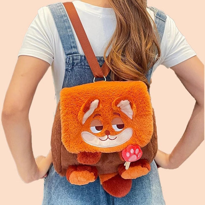 Wholesale Cute cartoon large capacity backpack crossbody bag plush flip backpack