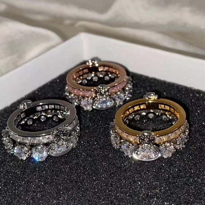 Wholesale Double-layer Flash Diamond Saturn Rings