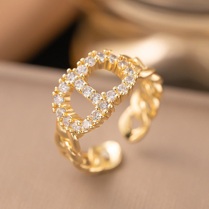 Wholesale Letter Rivet Zircon Ring