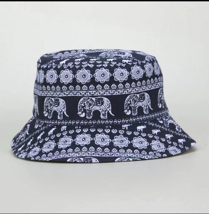 Wholesale geometric graffiti retro fisherman hat printed double-sided all-match basin hat outdoor sun hat