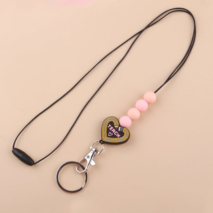 Wholesale Silicone Teacher's Day Lanyard Keychain JDC-KC-GuangTian023