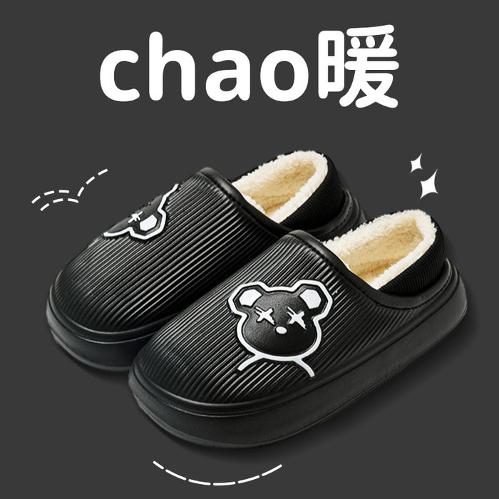 Wholesale  cotton-padded slippers for women couple home wear fleece-lined warm non-slip men's cotton-padded shoes