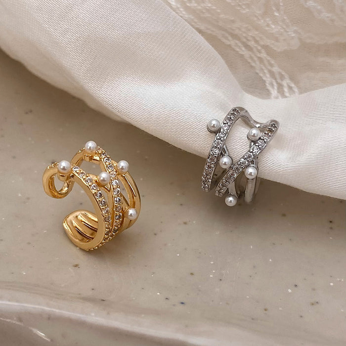 Wholesale Multi-Layer Pearl Clips Earrings