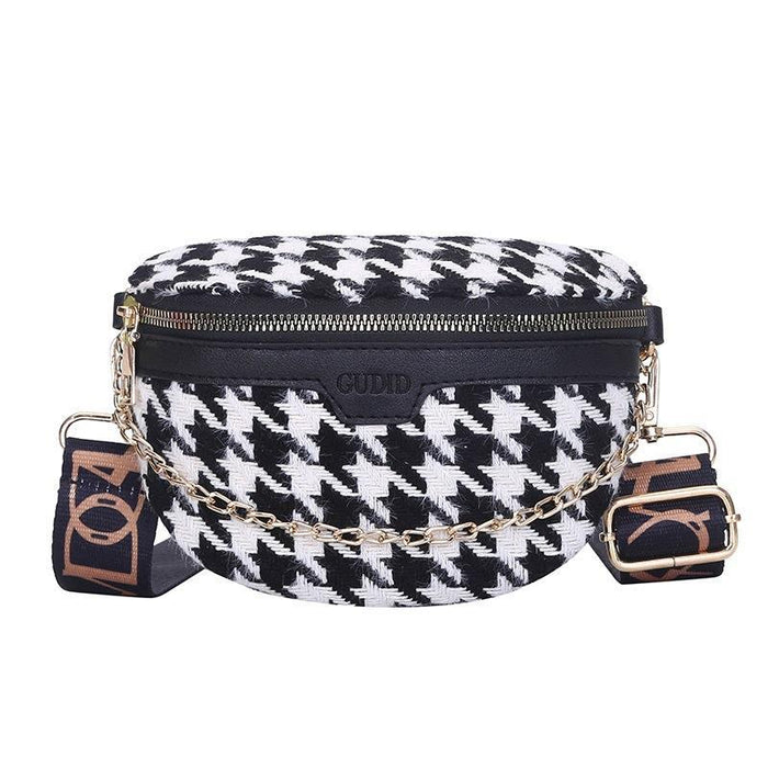 Wholesale Fabric Children's Bag Thousand Bird Checker Chest Bag Leisure and Simple Children's Waist Bag JDC-SD-FuZun006