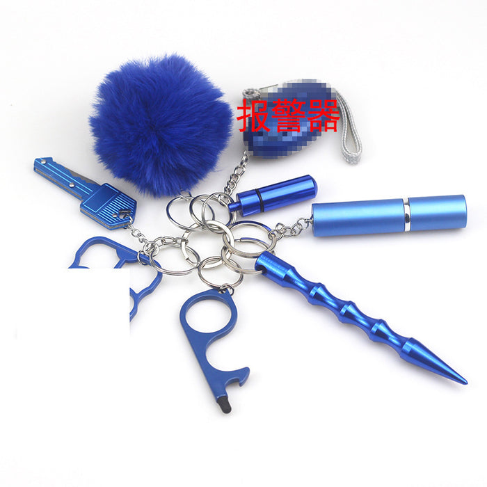 Wholesale Hair Ball Multifunctional Metal DIY 8-piece Keychain JDC-KC-TouMS081