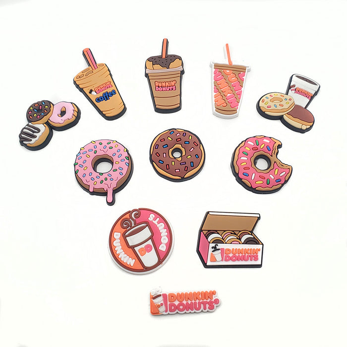 Wholesale Random 10PCS Cartoon Donut Milk Tea PVC Hole Shoes Shoe Buckle JDC-SC-WanX006